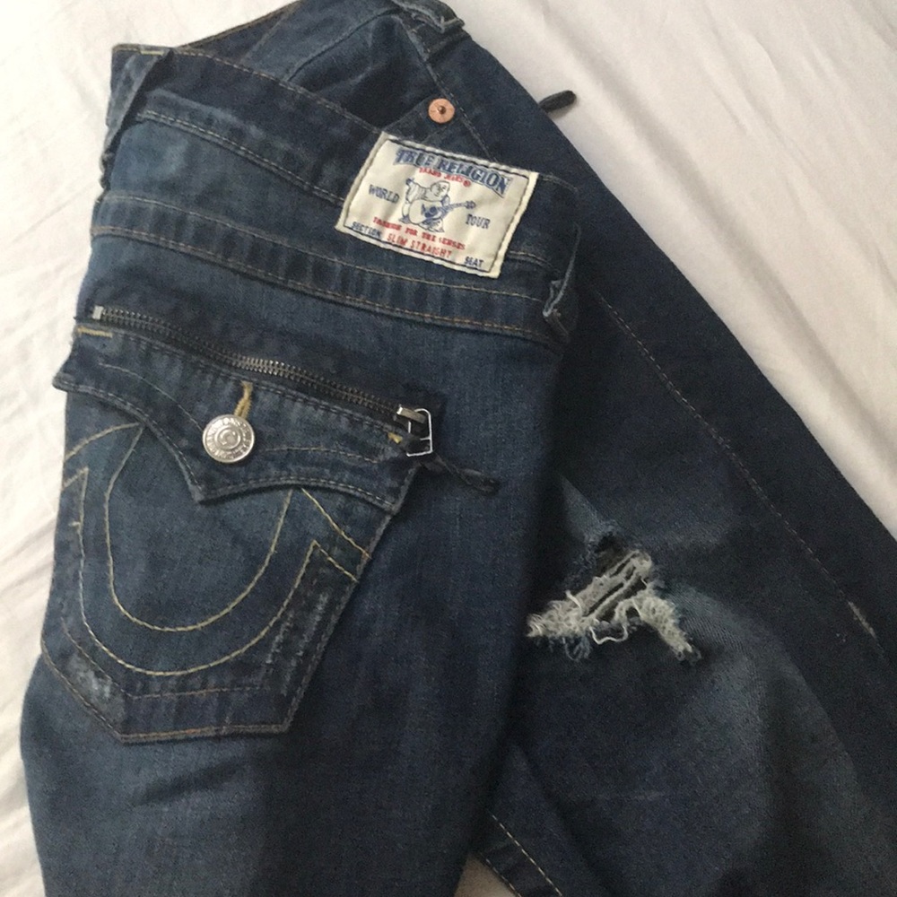 Women’s True Religion Flare dark ripped jeans